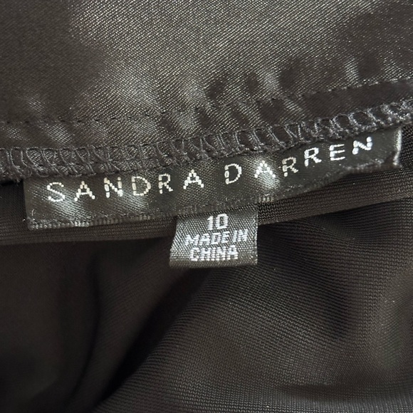 Sandra Darren Black Long Sleeve Velvet Dress Satin Trim Ruched Waist Womens 10 - Picture 7 of 11